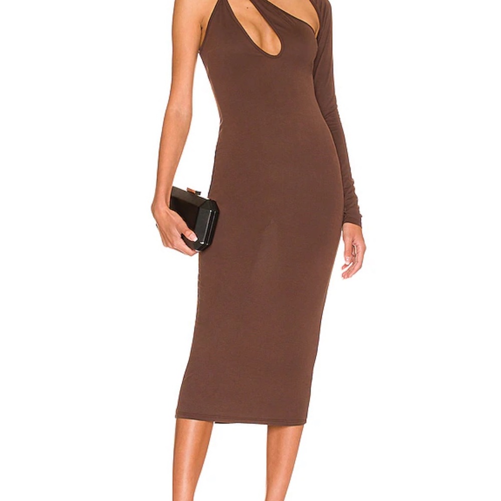 NWT! Alora Midi Dress in Dark Brown by NBD - Picture 1 of 6